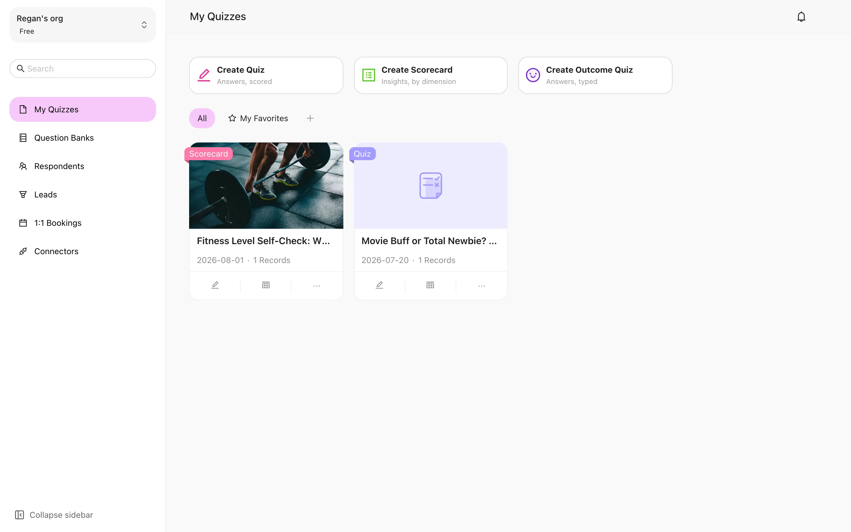 RooQuiz dashboard